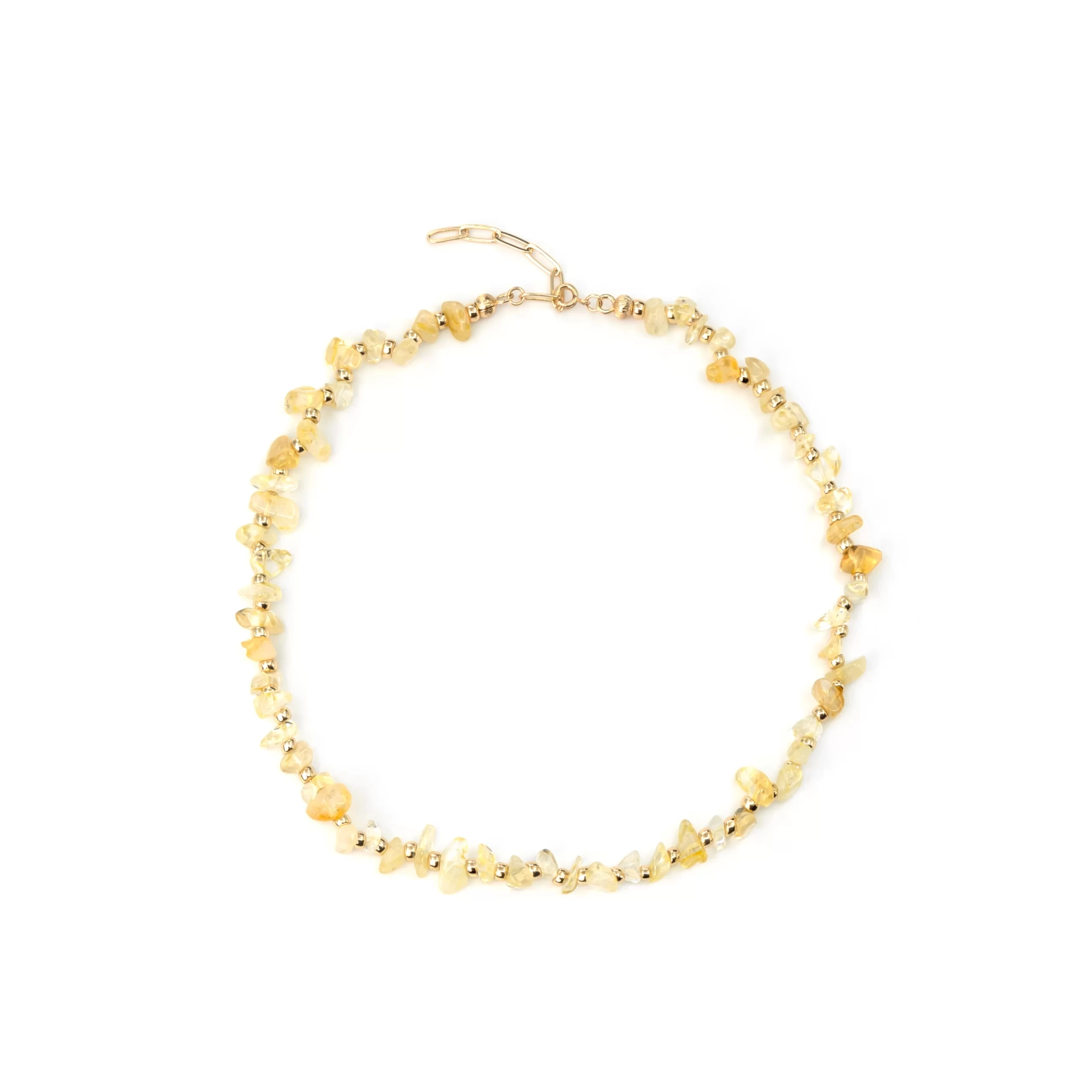 Summer yellow crystal bead necklace for women