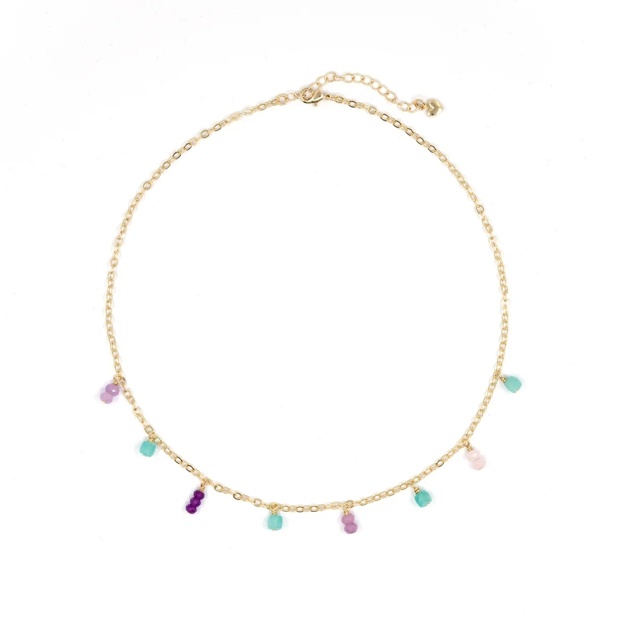 dainty handmade chain necklace with colorful charms