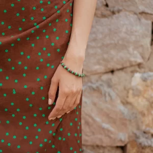 summer handmade big brown green beaded bracelet