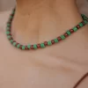 handmade big green brown beaded necklace for men and women