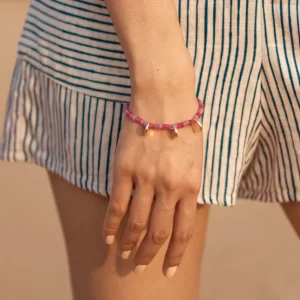 handmade everyday pink purple beaded bracelet for women