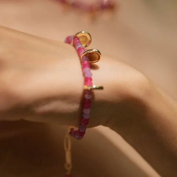 handmade everyday pink purple beaded bracelet for women