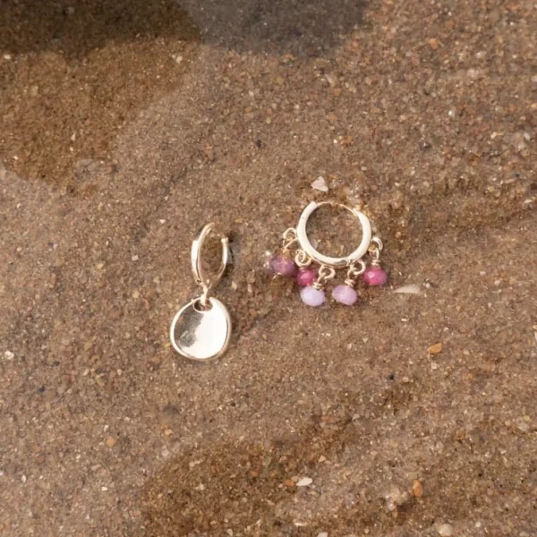 unique handmade pink purple beaded earrings