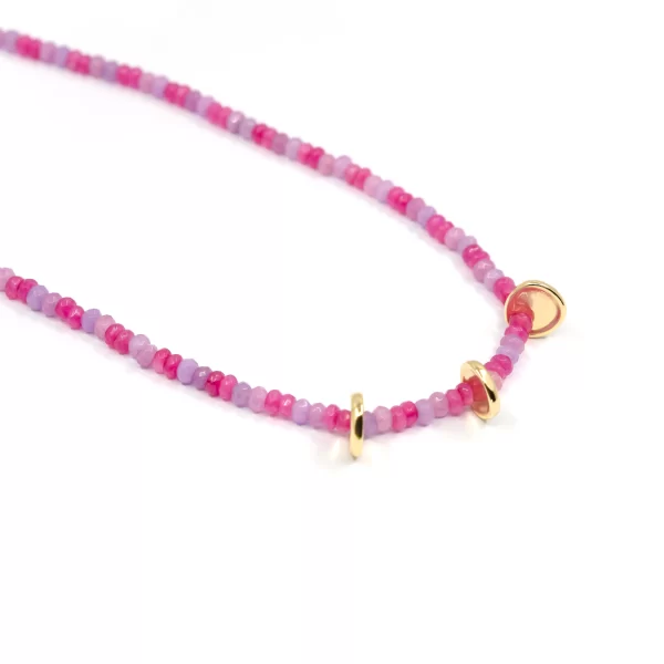 statement handmade pink beaded necklace for women