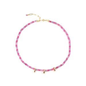 statement handmade pink beaded necklace for women