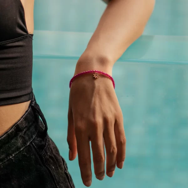 handmade dainty Viva Magenta beaded bracelet