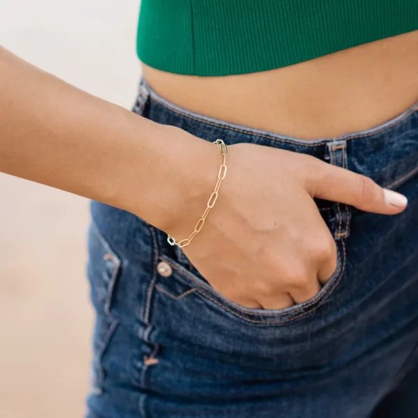 women's handmade everyday dainty paperclip chain bracelet