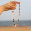 everyday colorful yellow orange black beaded necklace for women