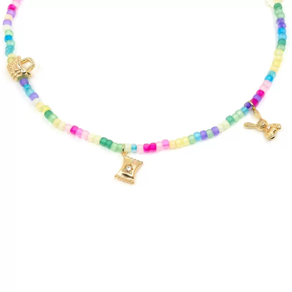 handmade colorful beaded necklace with charms for women