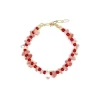 women’s handmade red crystal bead bracelet