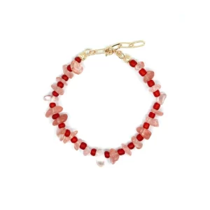 women’s handmade red crystal bead bracelet