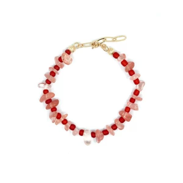 women’s handmade red crystal bead bracelet