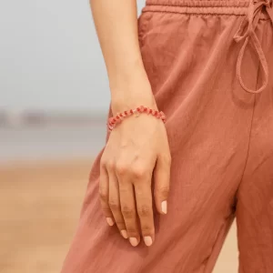 women’s handmade red crystal bead bracelet