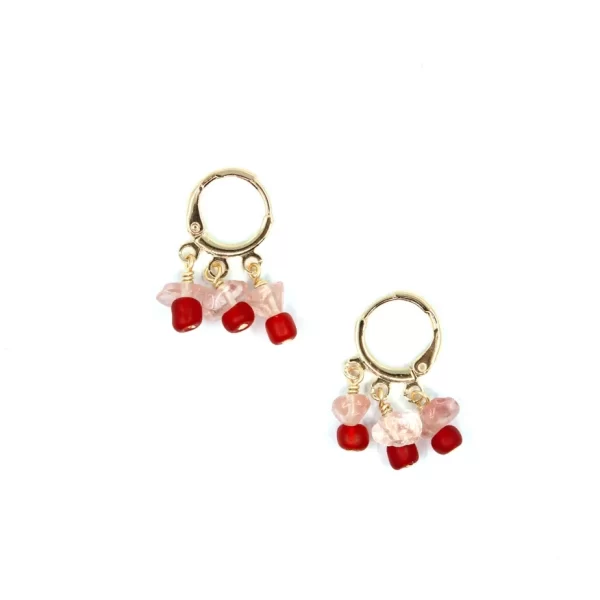 unique handmade red crystal bead earrings