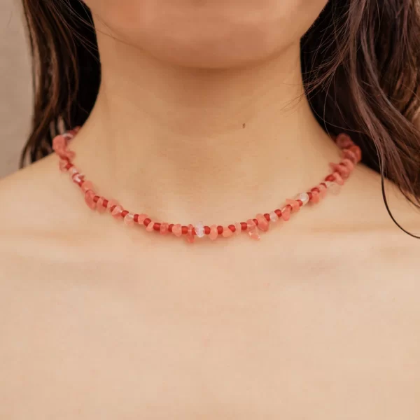 handmade daily red crystal bead necklace for women