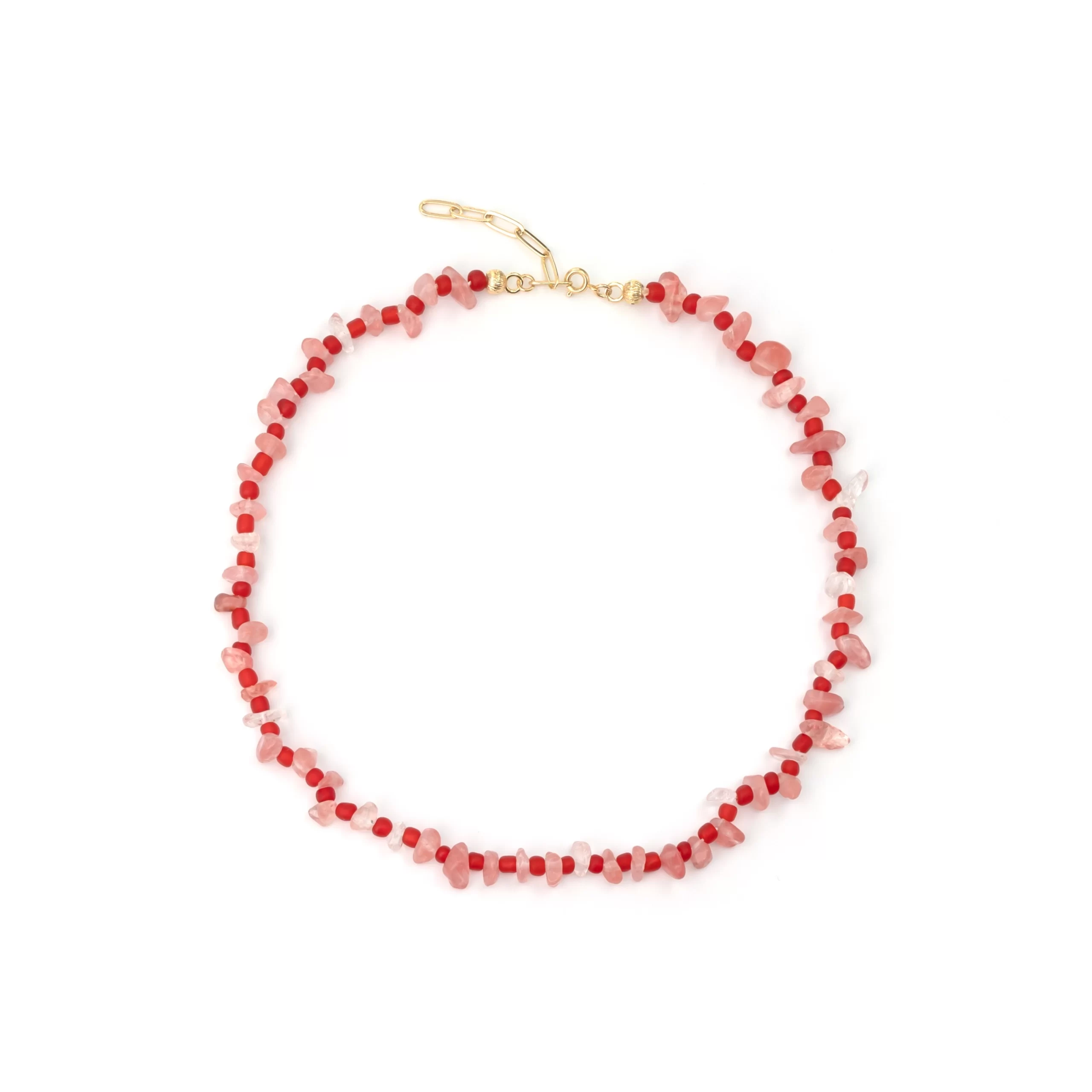 handmade daily red crystal bead necklace for women