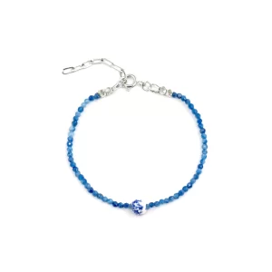 handmade small blue beaded dainty bracelet for women