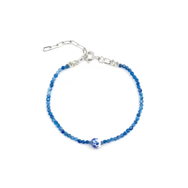 handmade small blue beaded dainty bracelet for women