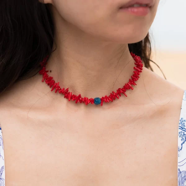 tropical handmade red beaded necklace for women