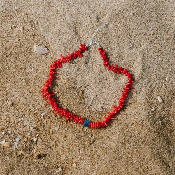 tropical handmade red beaded necklace for women