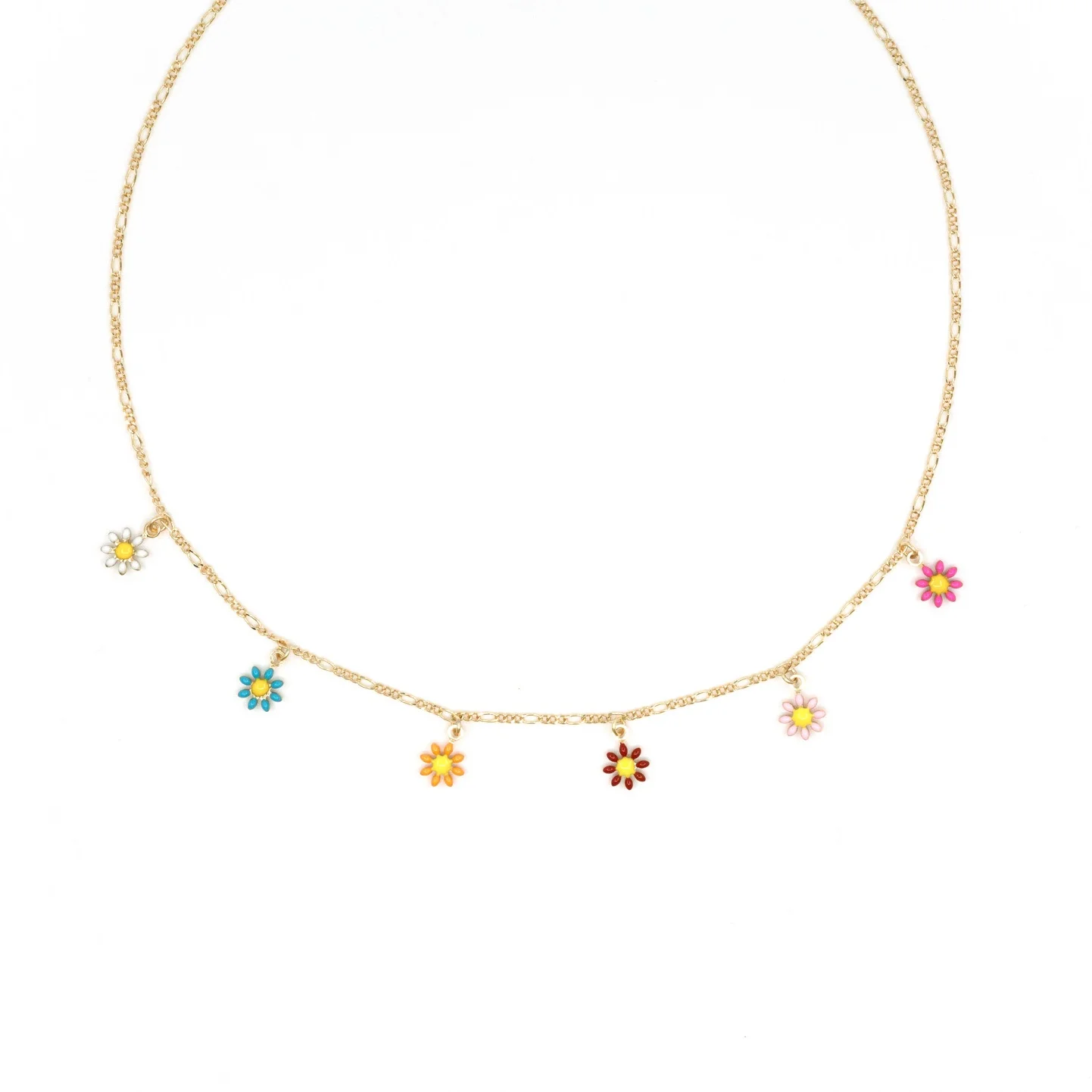 Handmade unique colorful flower chain necklace for women