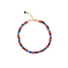 Handmade blue orange brown beaded anklet for men and women