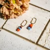 Handmade blue orange brown bead ear cuffs no piercing