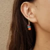 Handmade blue orange brown bead ear cuffs no piercing