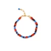 summer handmade small brown orange blue glass bead bracelet
