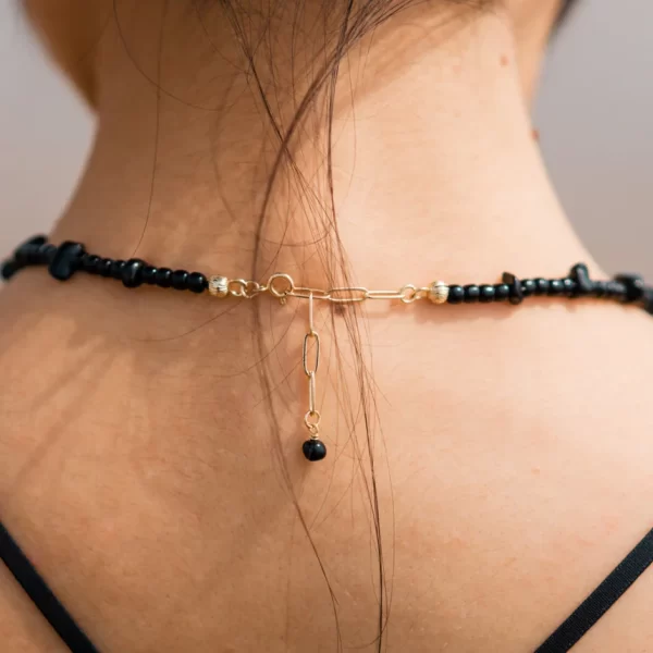 handmade everyday black beaded necklace for her