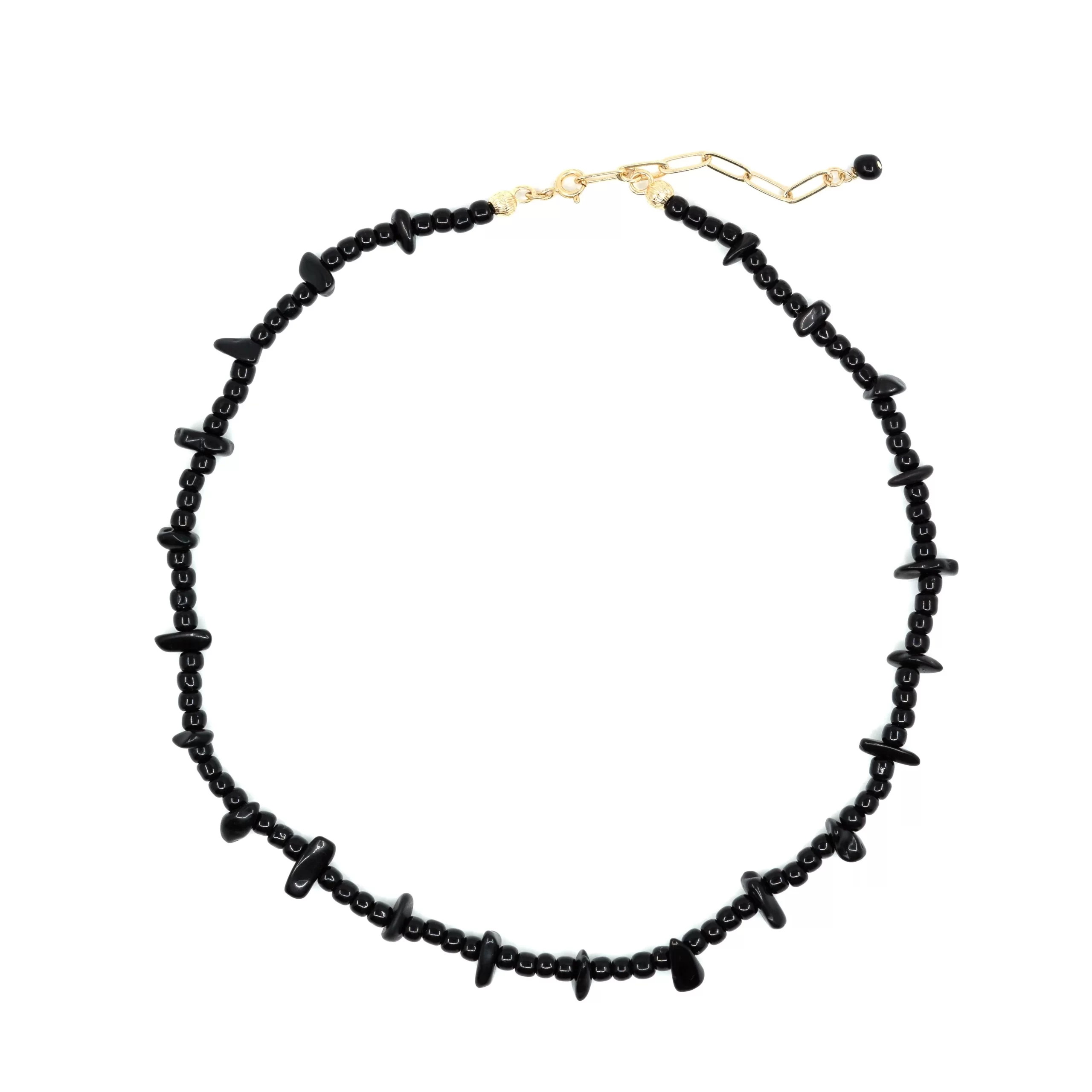 handmade everyday black beaded necklace for her