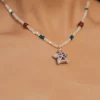 women’s handmade white bead necklace with pendant