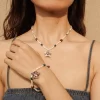 women’s handmade white bead necklace with pendant