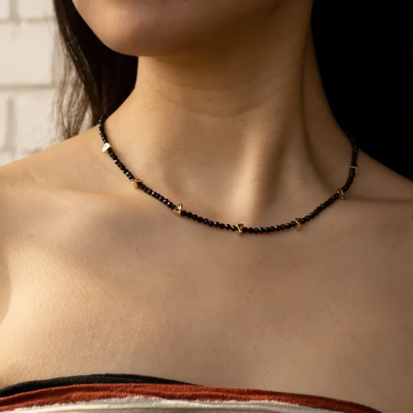 handmade black seed bead everyday dainty necklace