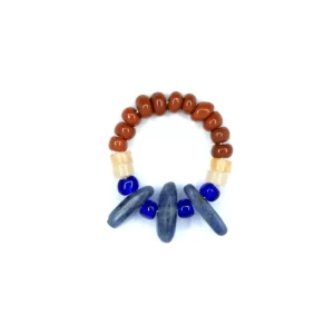 handmade blue brown beaded ring