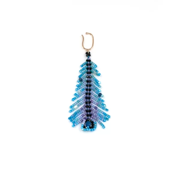 handmade peacock feathery shape dangle beaded ear cuffs no piercing