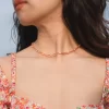 women’s handmade orange pink bead necklace
