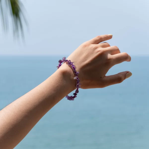 women’s daily wear handmade purple crystal bead bracelet