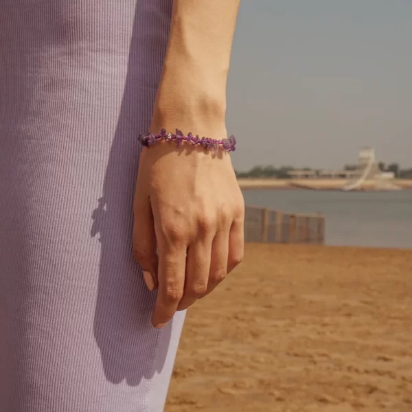 women’s daily wear handmade purple crystal bead bracelet