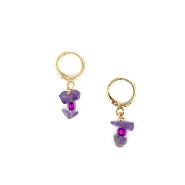 unique handmade purple crystal bead earrings