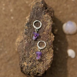 unique handmade purple crystal bead earrings