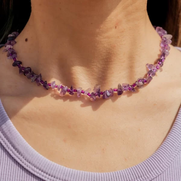 daily handmade purple crystal bead necklace for her