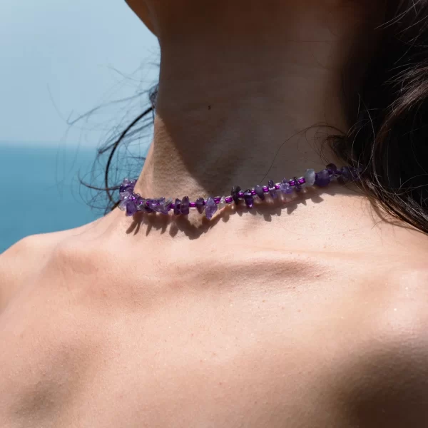 daily handmade purple crystal bead necklace for her