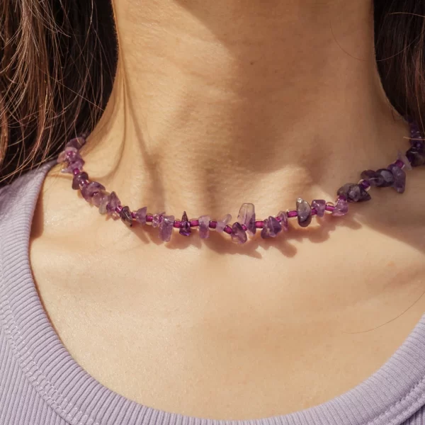 daily handmade purple crystal bead necklace for her