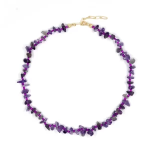 daily handmade purple crystal bead necklace for her