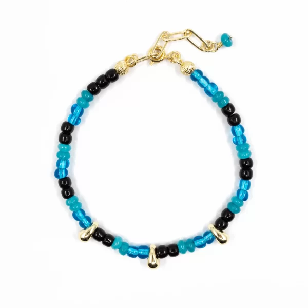 handmade black blue bead bracelet for women