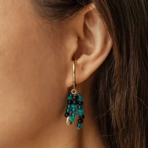 handmade black blue beaded ear cuffs no piercing