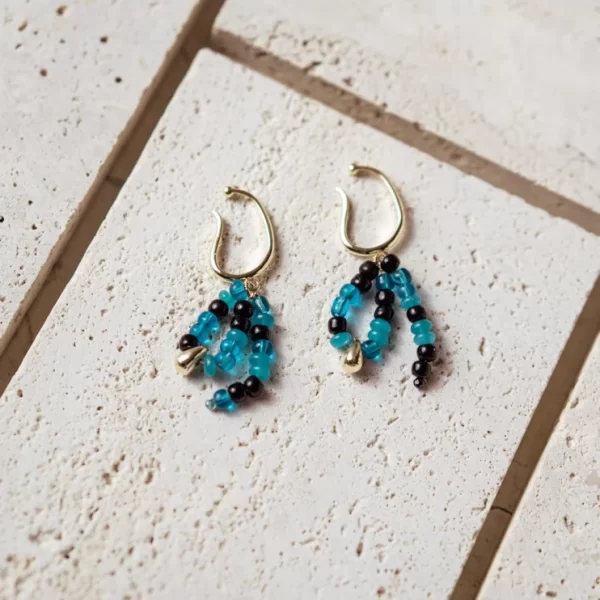 handmade black blue beaded ear cuffs no piercing