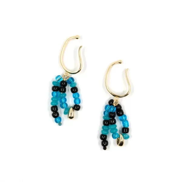 handmade black blue beaded ear cuffs no piercing