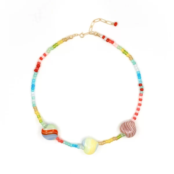 statement handmade colorful heart beaded necklace for women